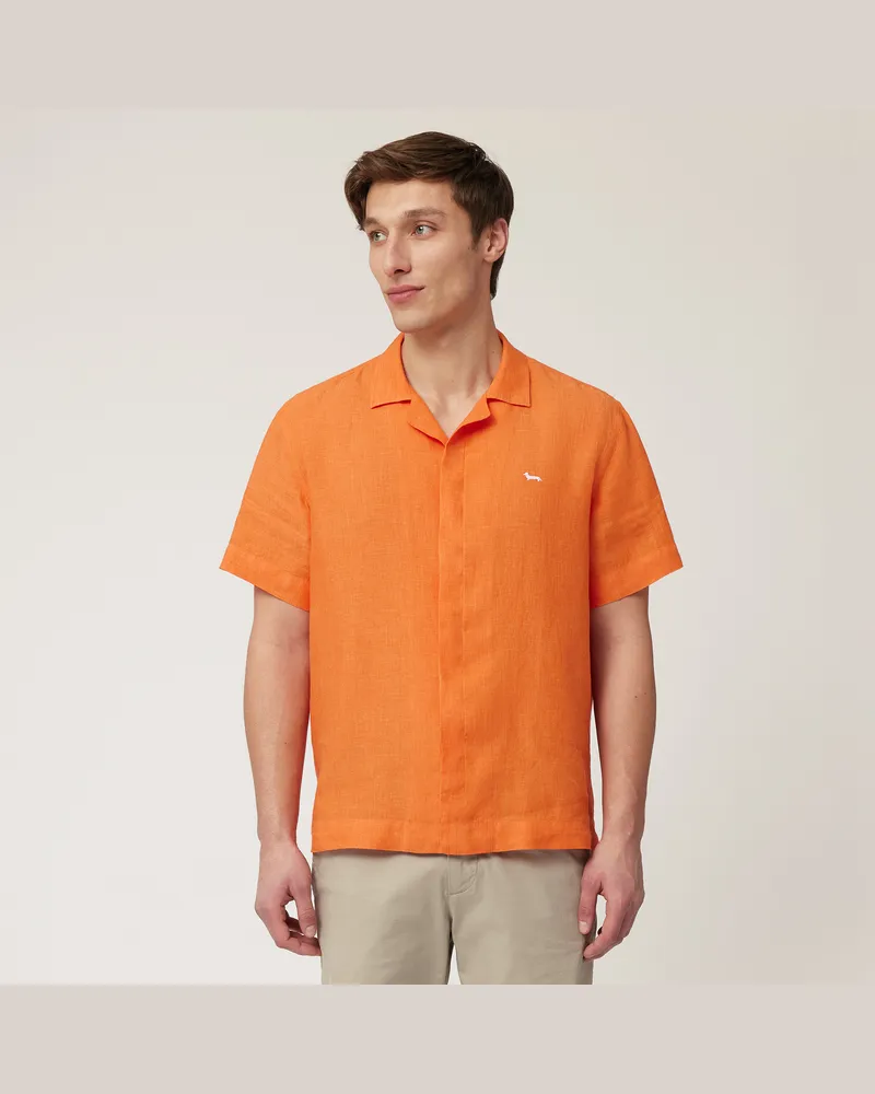 Harmont & Blaine Camicia Bowling In Lino Arancio