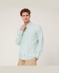 Harmont & Blaine Camicia In Cotone Armaturato A Righe Erba