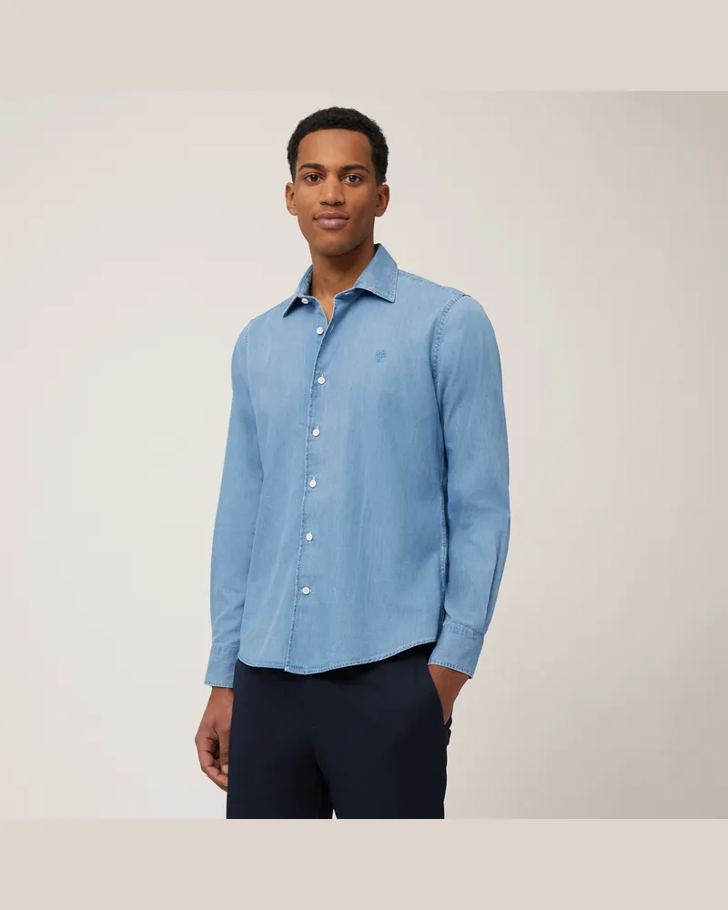 Harmont & Blaine Camicia In Denim Con Pinces Blu