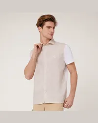 Harmont & Blaine Polo Camicia In Cotone E Lino Beige