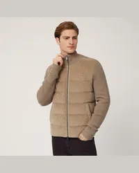 Harmont & Blaine Bomber In Velluto E Maglia Beige