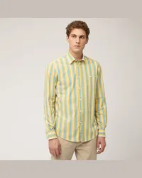 Harmont & Blaine Camicia In Cotone Stretch A Righe Alternate Oro