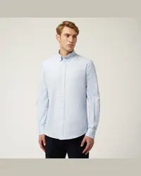 Harmont & Blaine Camicia Essentials In Cotone Tinta Unita Blu