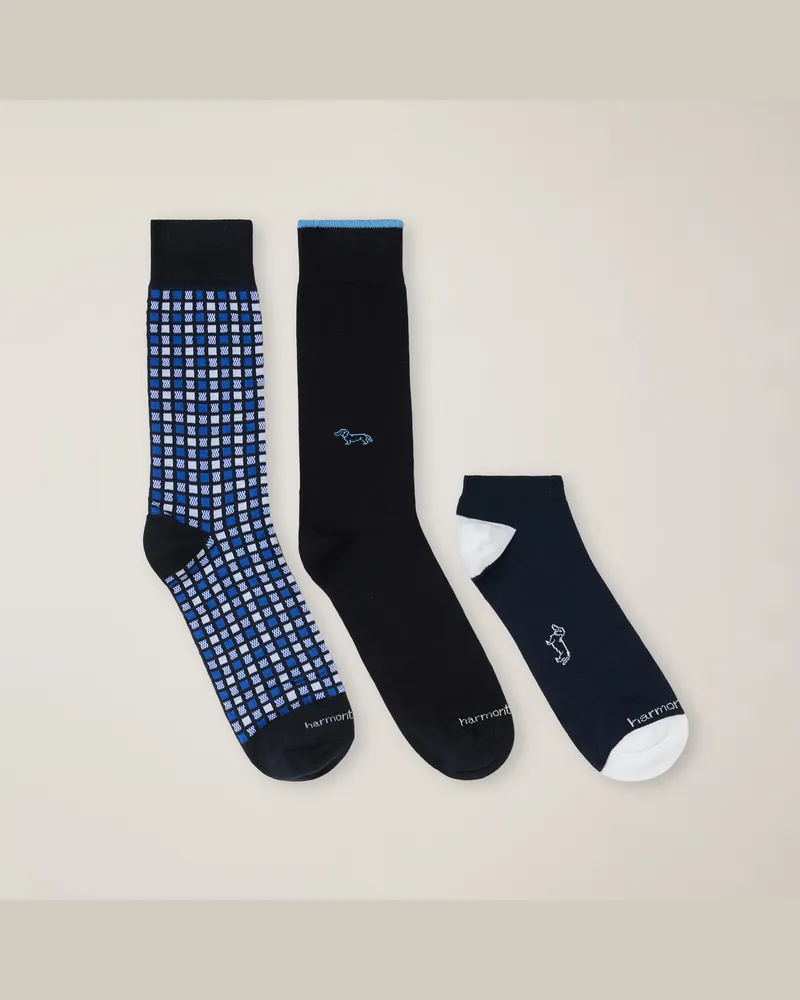 Harmont & Blaine Kit 3 Calze A Fantasia Mista Blu