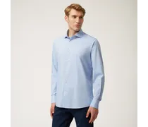 Camicia In Cotone Custom Fit - Uomo Camicie Azzurro