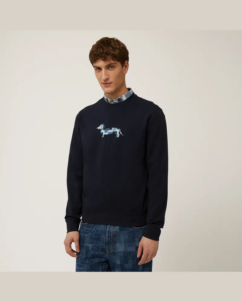 Harmont & Blaine Felpa In Cotone Con Bassotto Blu