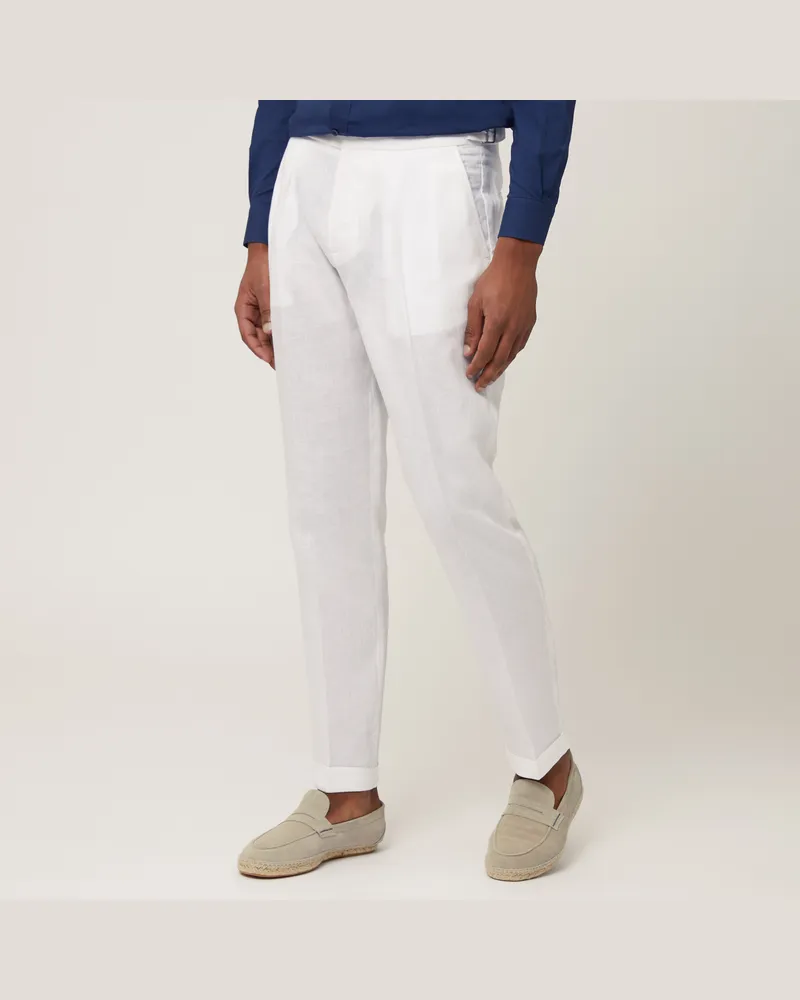 Harmont & Blaine Pantaloni Chino In Lino Bianco