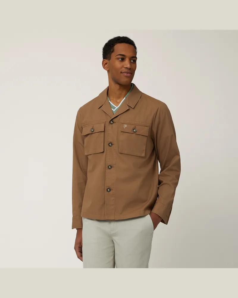 Harmont & Blaine Overshirt In Cotone Fiammato Marrone