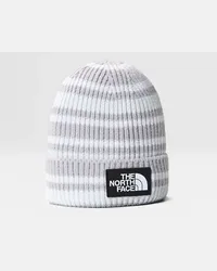 The North Face Tnf Logo Box Beanie Mit Umschlag Tin Stripes Print Grey