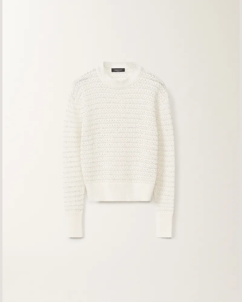 Fabiana Filippi Maglia In Cotone Con Paillettes Bianco