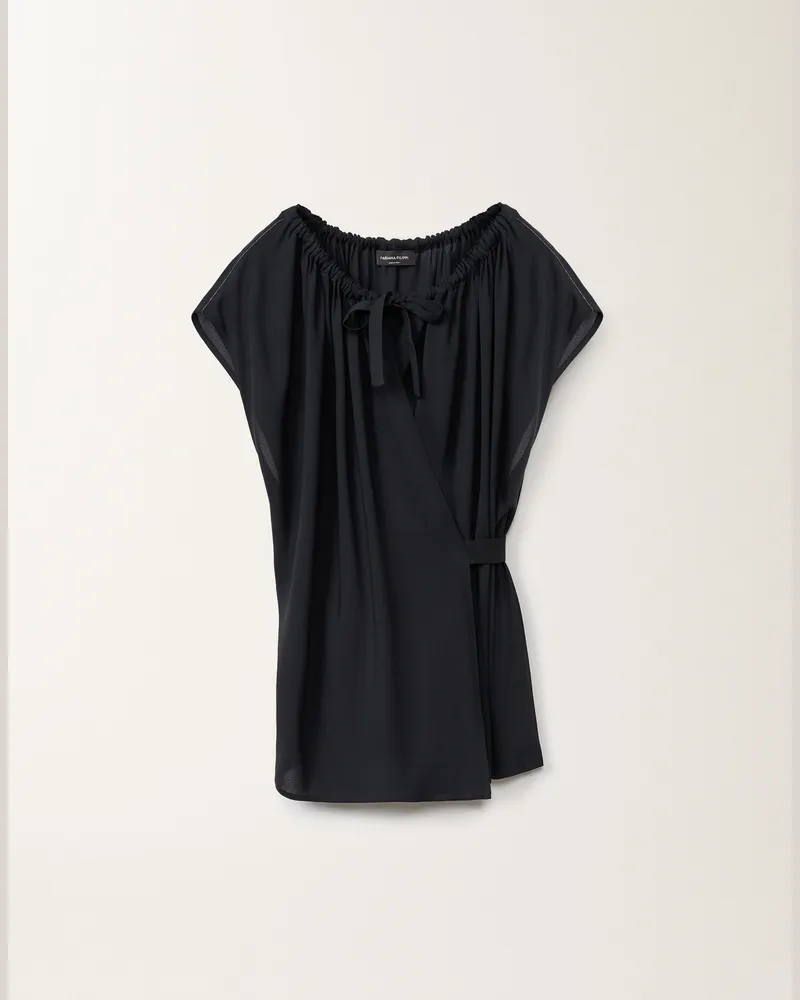Fabiana Filippi Top In Sablé Stretch Blu