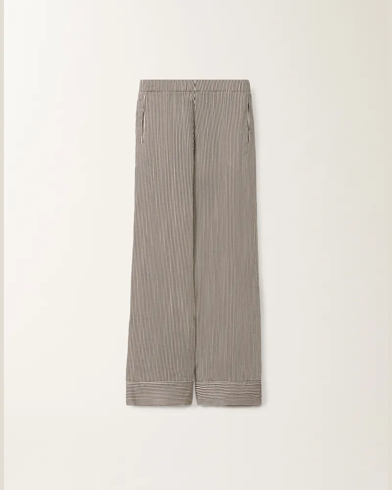 Fabiana Filippi Pantalone In Viscosa E Seta Rigata Bianco