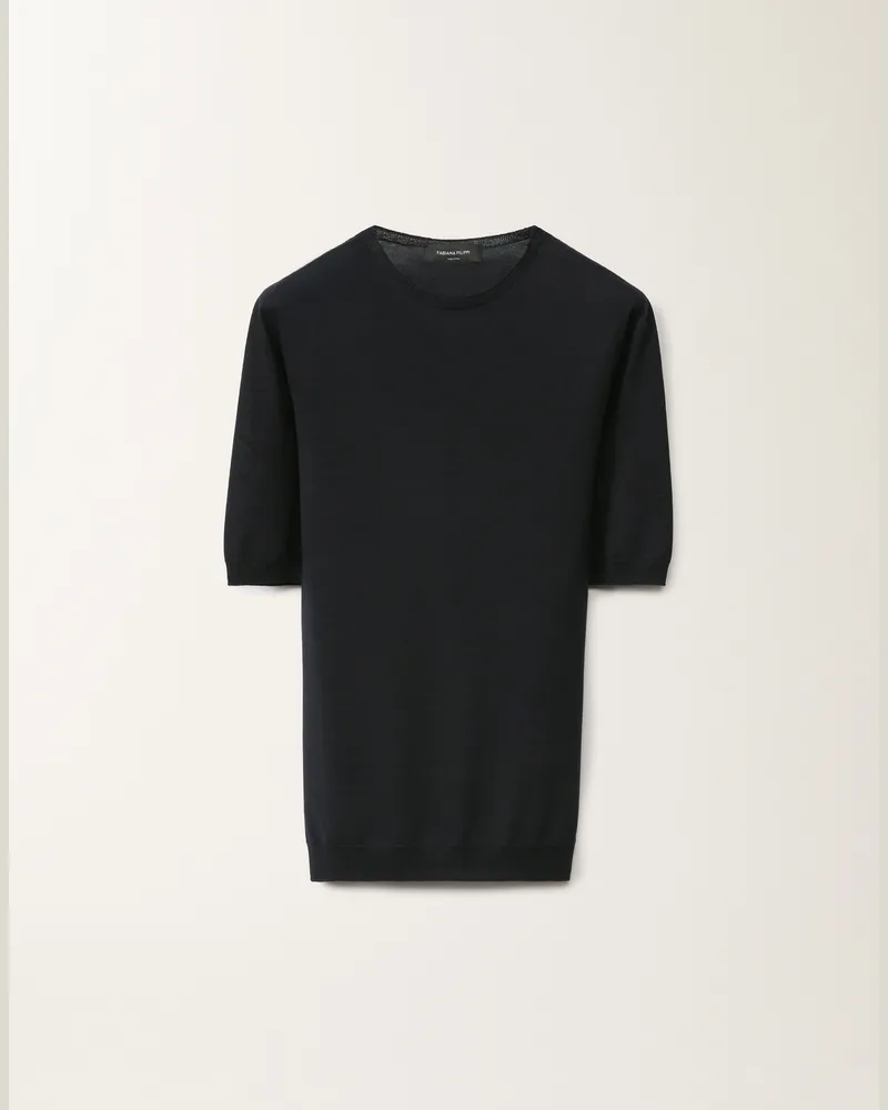 Fabiana Filippi T-shirt In Cotone E Seta Blu