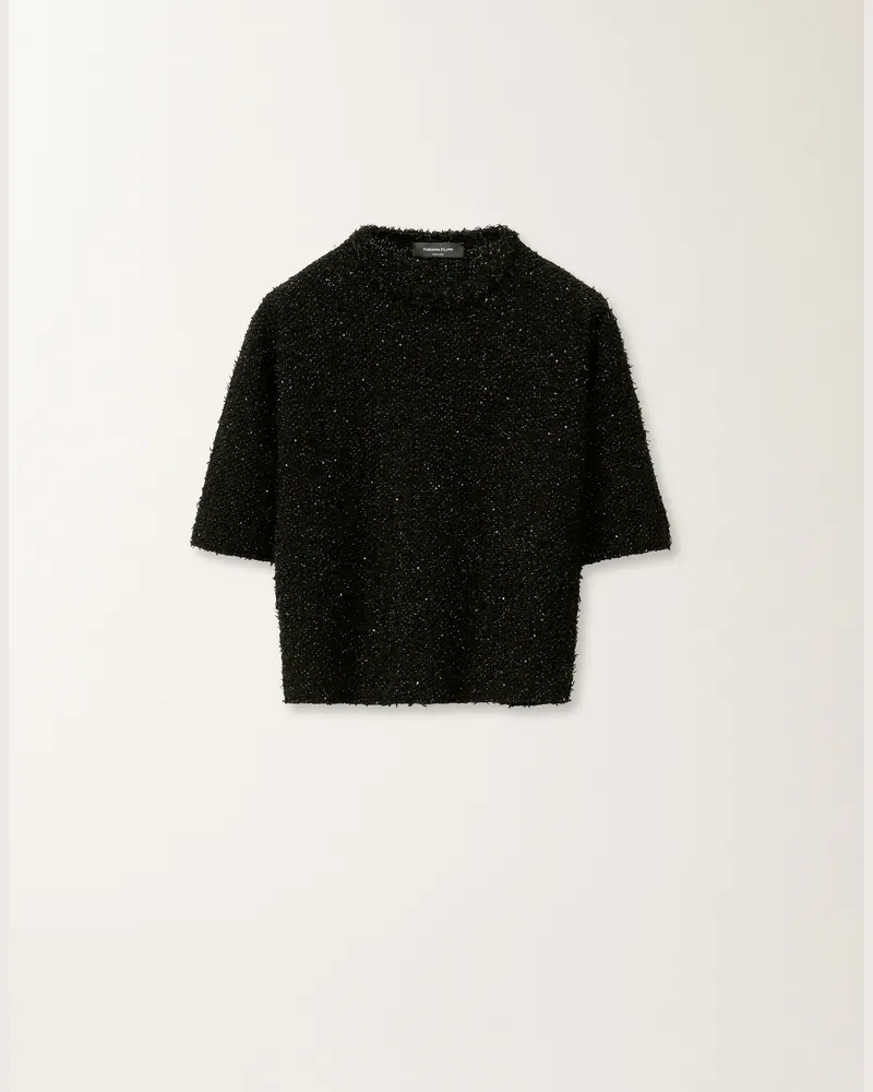 Fabiana Filippi T-shirt Effetto Tweed Nero
