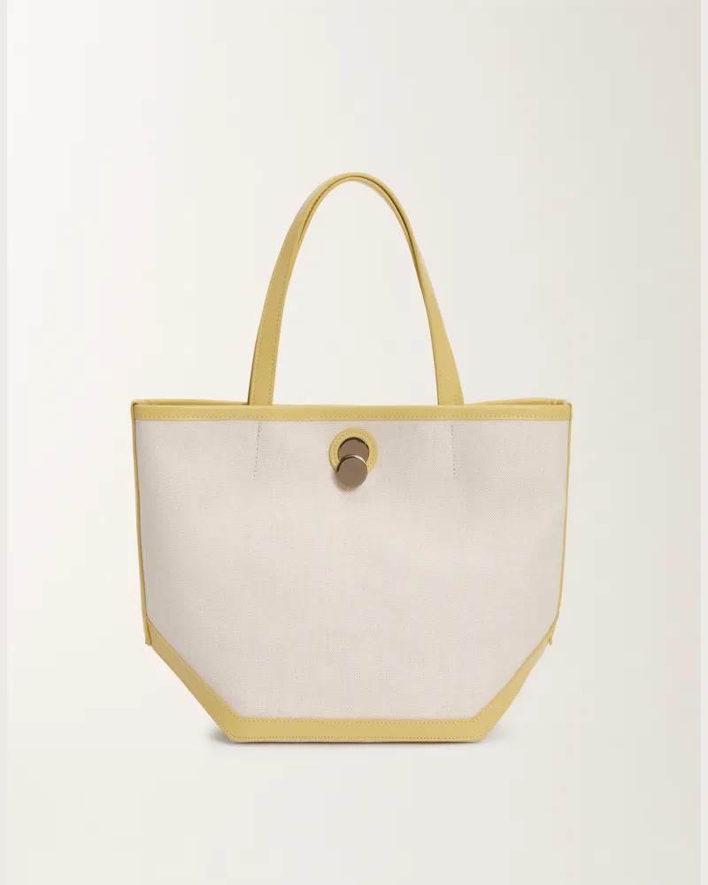 Fabiana Filippi Tote Bag Media Eclissi In Canvas E Pelle Giallo