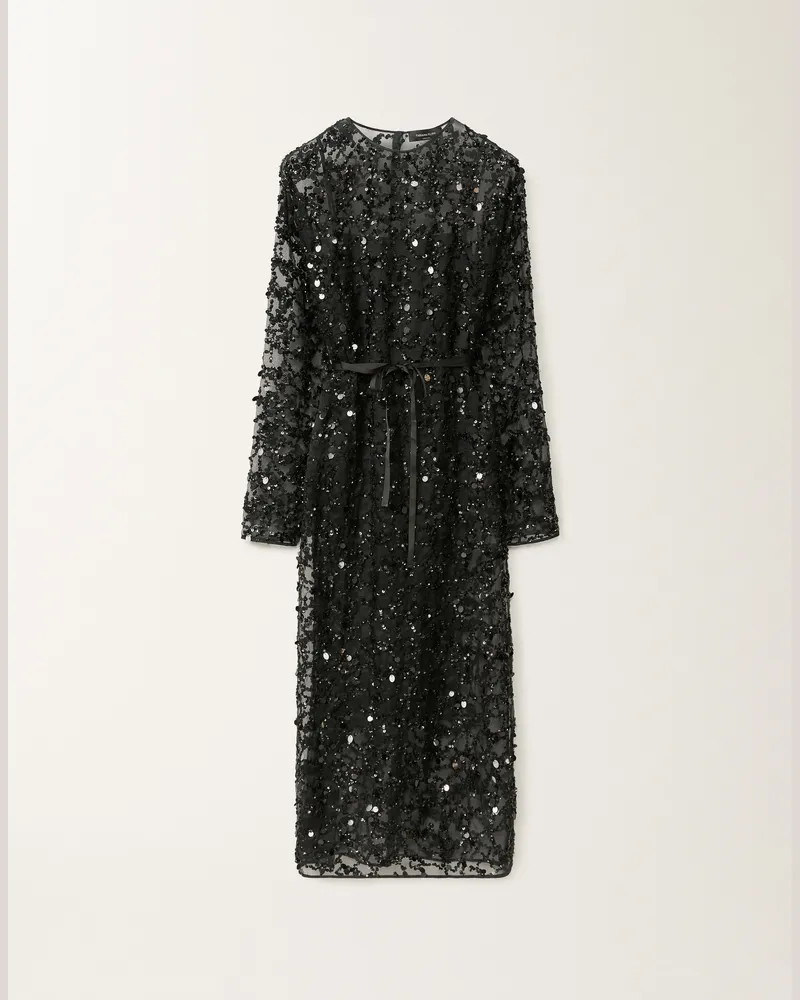 Fabiana Filippi Abito In Organza Ricamo Paillettes Nero