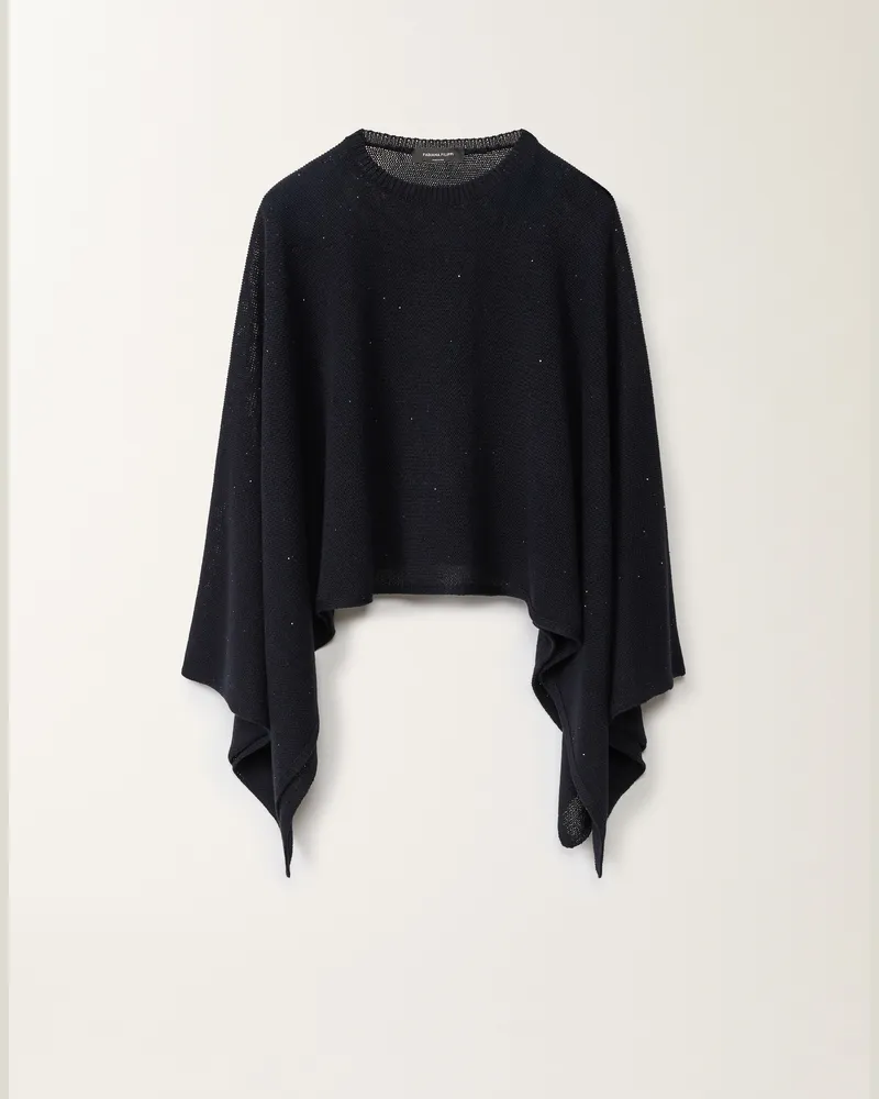 Fabiana Filippi Cappa In Cotone E Lino Con Paillettes Blu