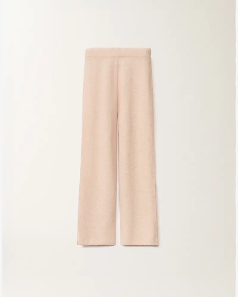 Fabiana Filippi Pantalone In Cotone E Lino Con Paillettes Rosa