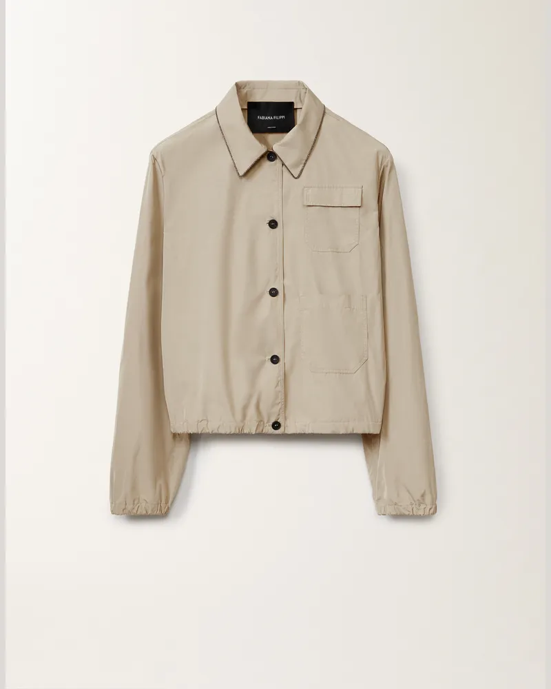 Fabiana Filippi Bomber In Micro Faille Argilla