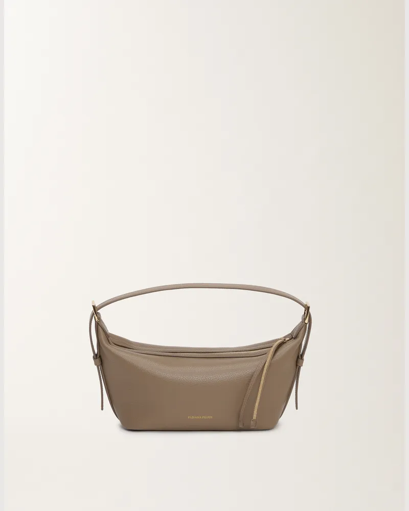 Fabiana Filippi Borsa Mini Hobo In Pelle Grana Argilla