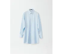 Camicia Over In Popeline A Righe - Donna Camicie Azzurro