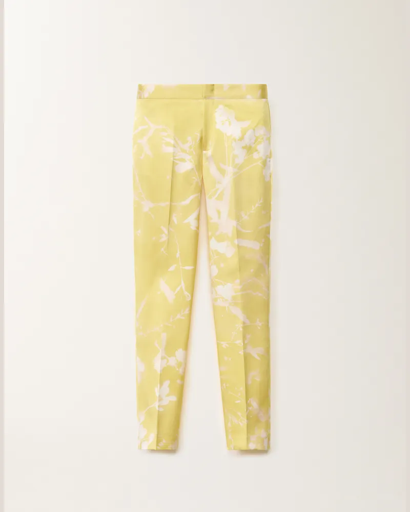 Fabiana Filippi Pantalone Montefalco Stampa Tilia In Seta Giallo