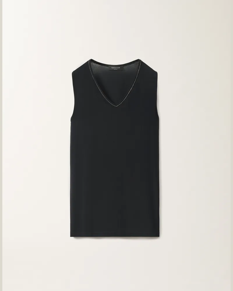 Fabiana Filippi Top In Sablé Stretch Blu