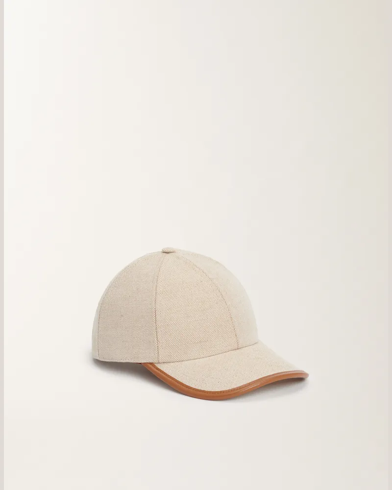 Fabiana Filippi Cappello Baseball In Canvas E Pelle Marrone