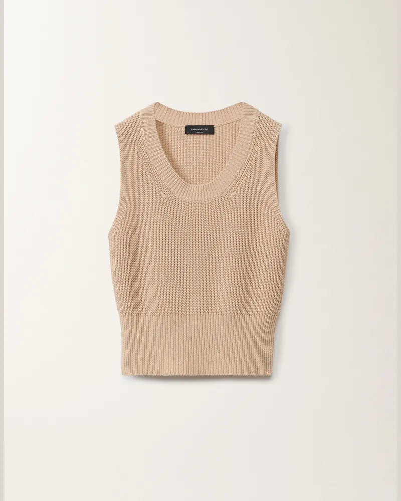 Fabiana Filippi Gilet In Cotone E Lino Con Paillettes Sabbia