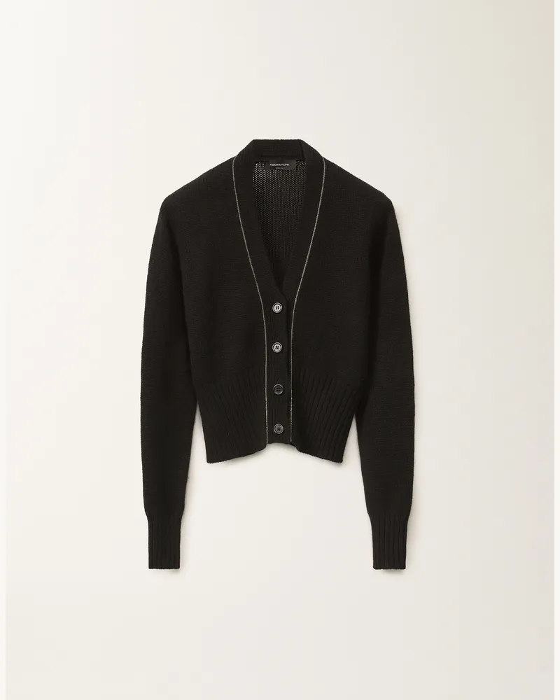 Fabiana Filippi Cardigan In Cashmere Garzato Nero