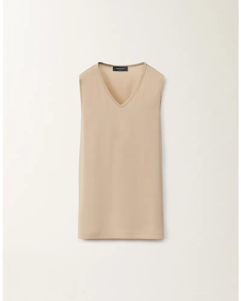 Fabiana Filippi Top In Sablé Stretch Sabbia
