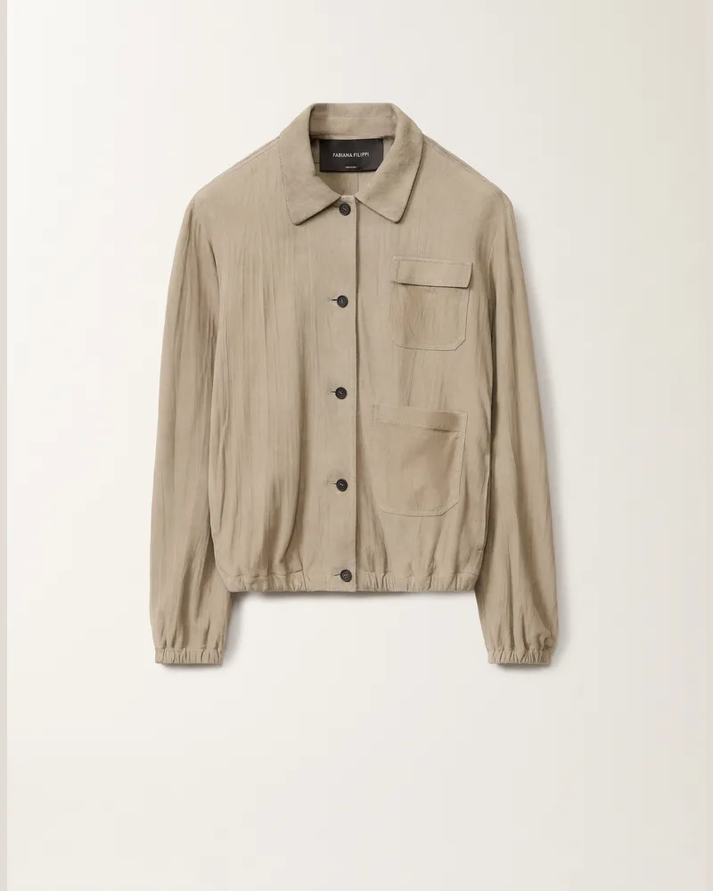 Fabiana Filippi Bomber In Camoscio Plissé Argilla