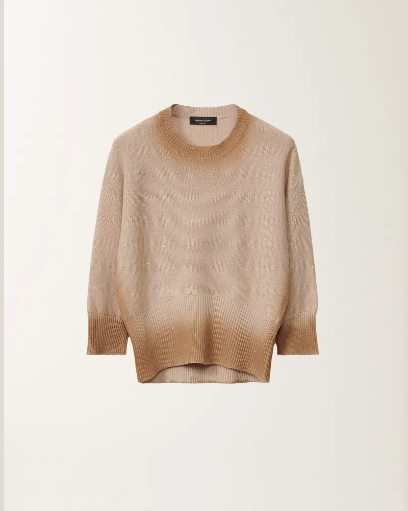 Fabiana Filippi Maglia In Cotone E Lino Con Paillettes Sabbia