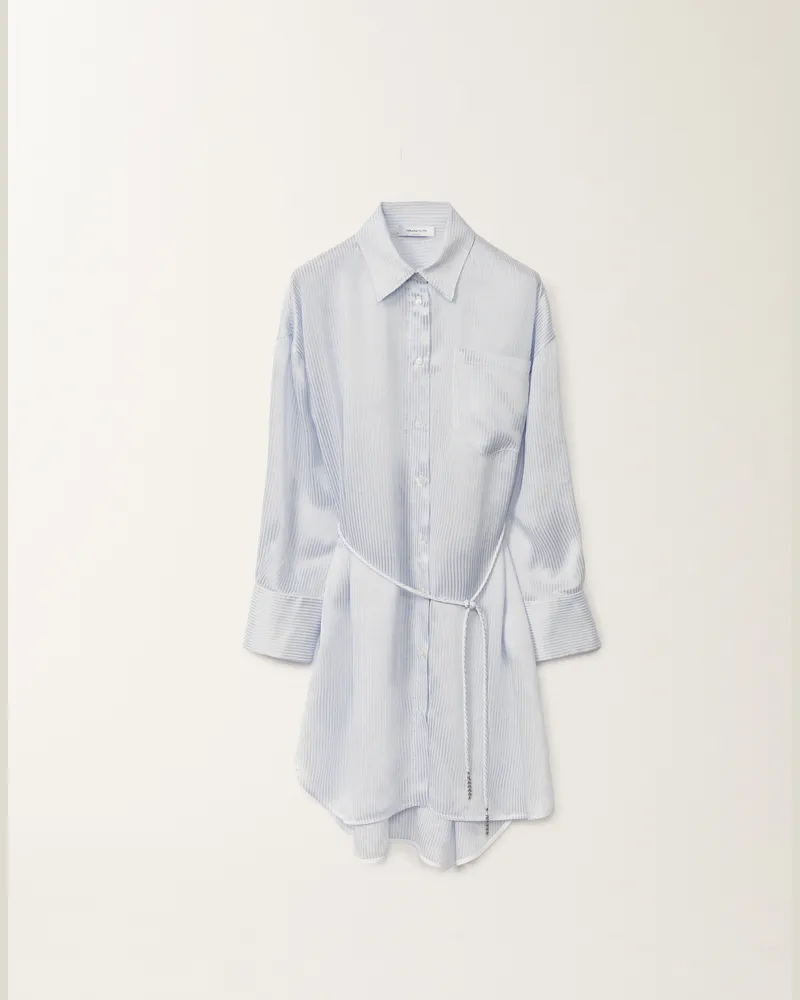 Fabiana Filippi Camicia In Viscosa E Seta Multirighe Celeste
