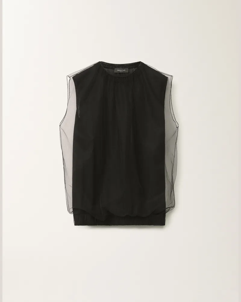 Fabiana Filippi Canotta In Cashmere E Seta Nero