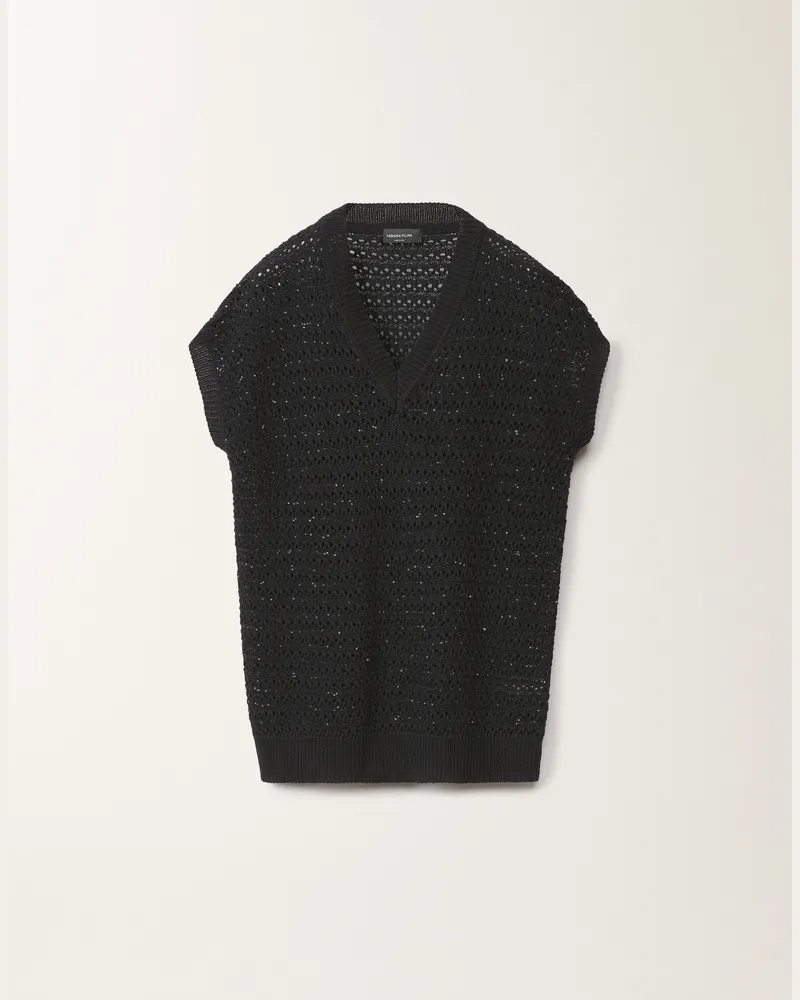 Fabiana Filippi Maglia In Cotone Con Paillettes Blu