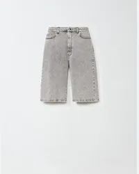 Fabiana Filippi Bermuda In Denim Con Ricamo All Over Grigio