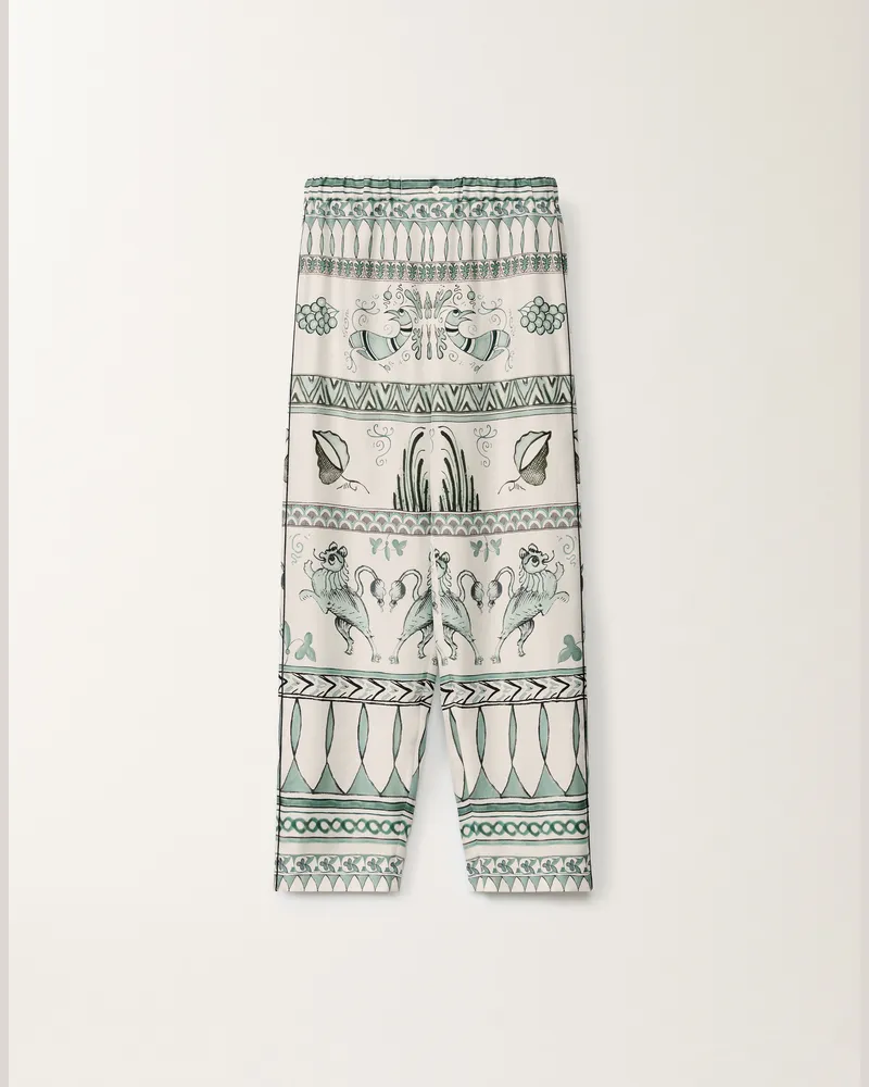 Fabiana Filippi Pantalone In Twill Di Seta Stampa Picta Bianco