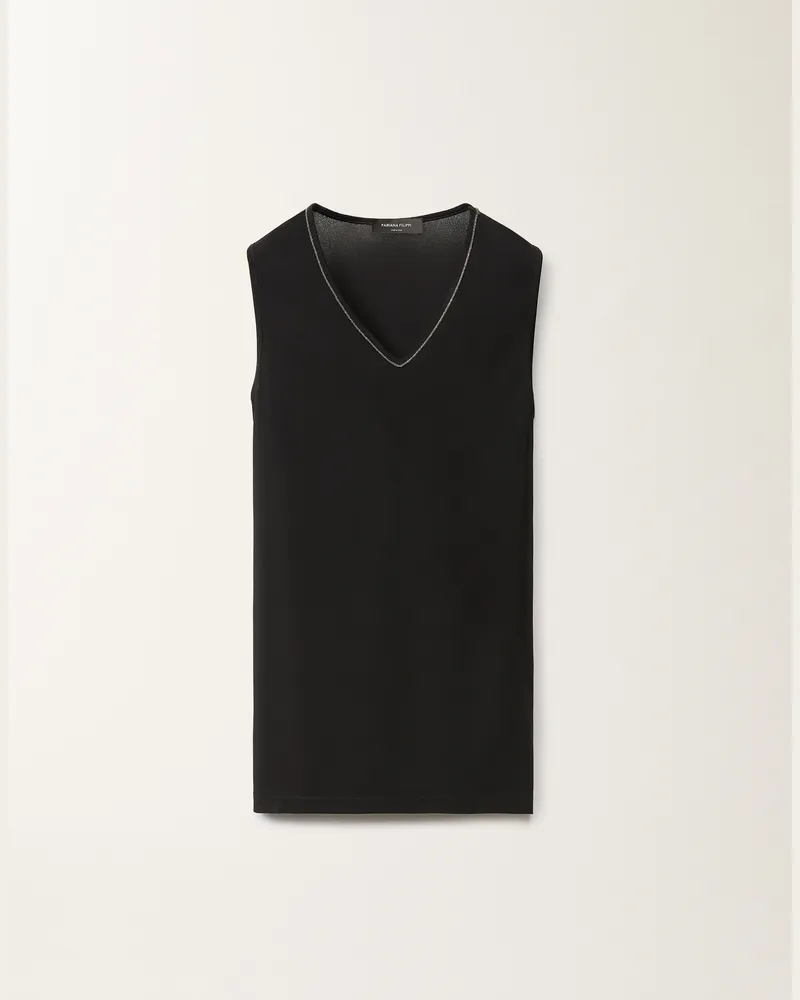 Fabiana Filippi Canotta In Sablé Stretch Nero