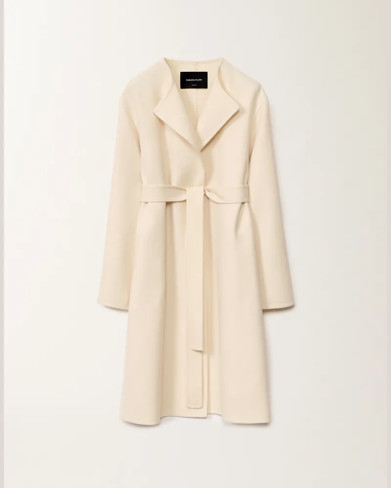 Fabiana Filippi Cappotto In Double Di Lana Bianco
