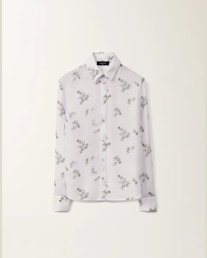 Fabiana Filippi T-shirt In Georgette Stampa Botanical Picta Malva