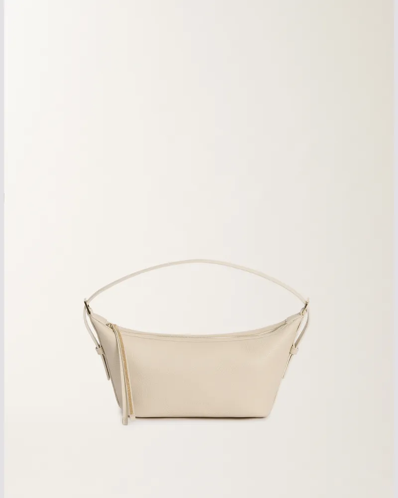 Fabiana Filippi Borsa Mini Hobo In Pelle Grana Vaniglia