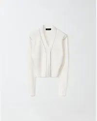 Fabiana Filippi Cardigan Corto In Cashmere Garza Bianco