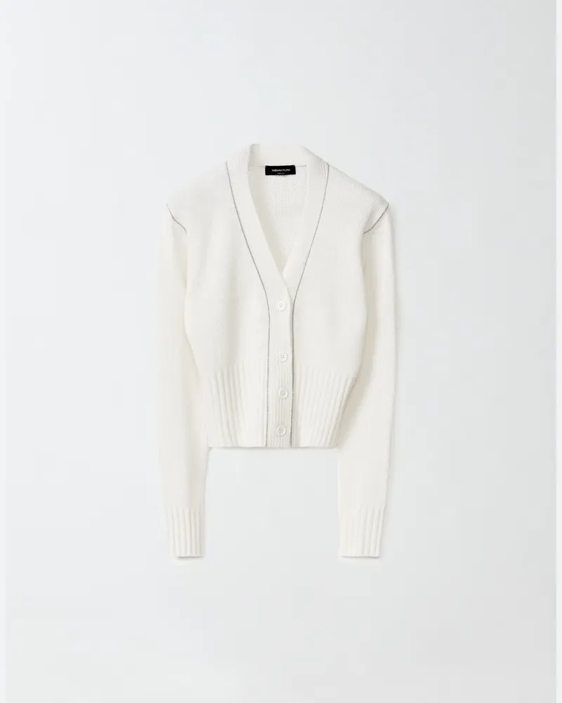 Fabiana Filippi Cardigan Corto In Cashmere Garza Bianco