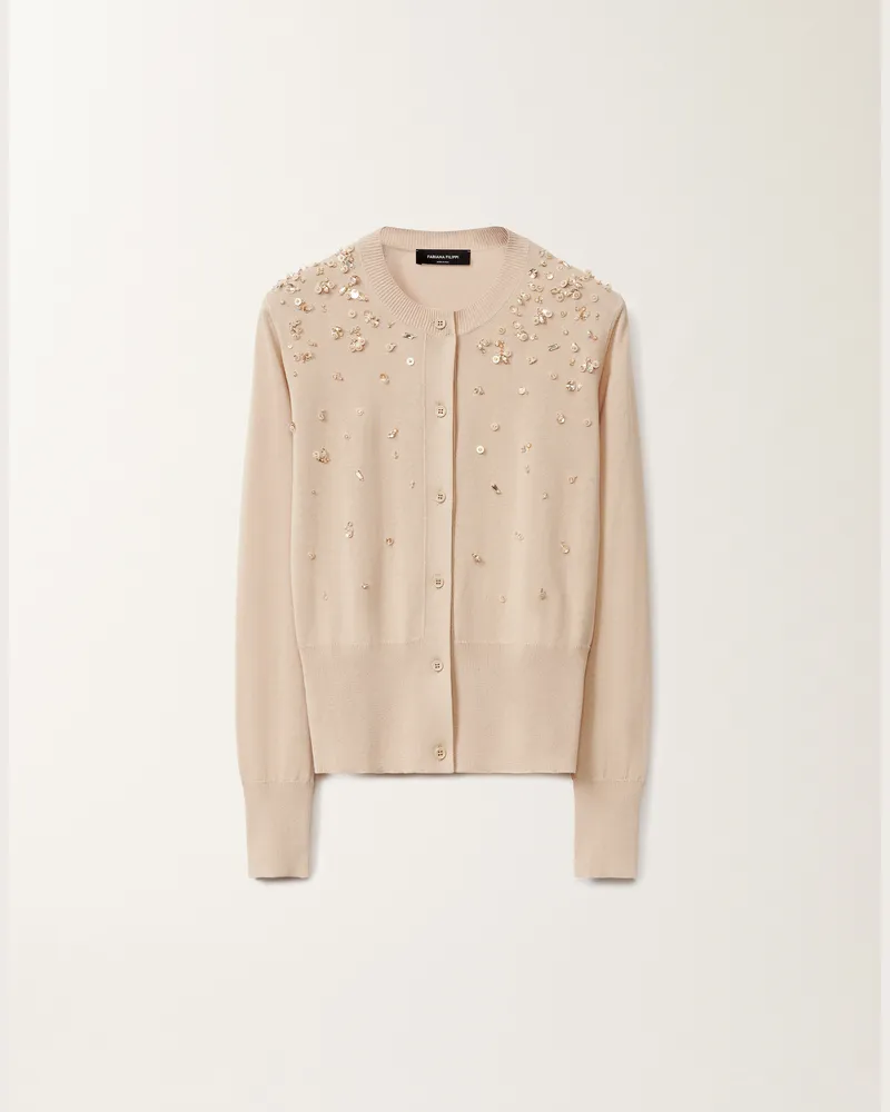 Fabiana Filippi Cardigan In Cotone Sabbia