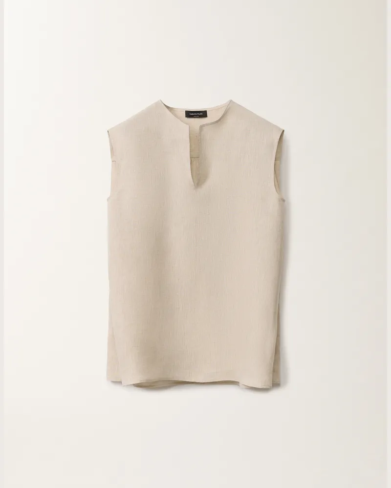 Fabiana Filippi Top In Tela Di Lino Greige