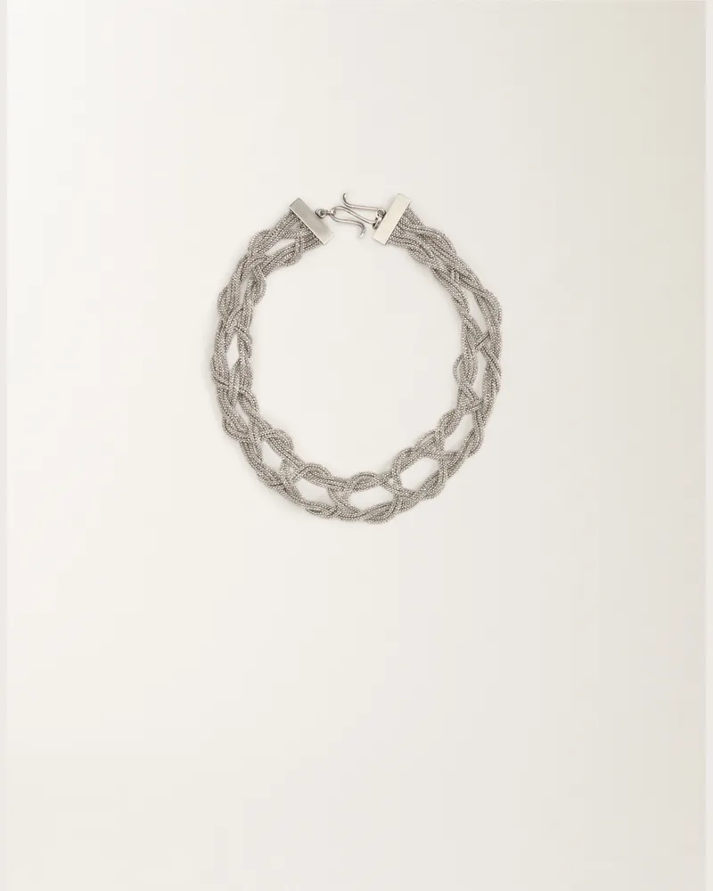 Fabiana Filippi Collana Crochet In Filo Diamante Argento