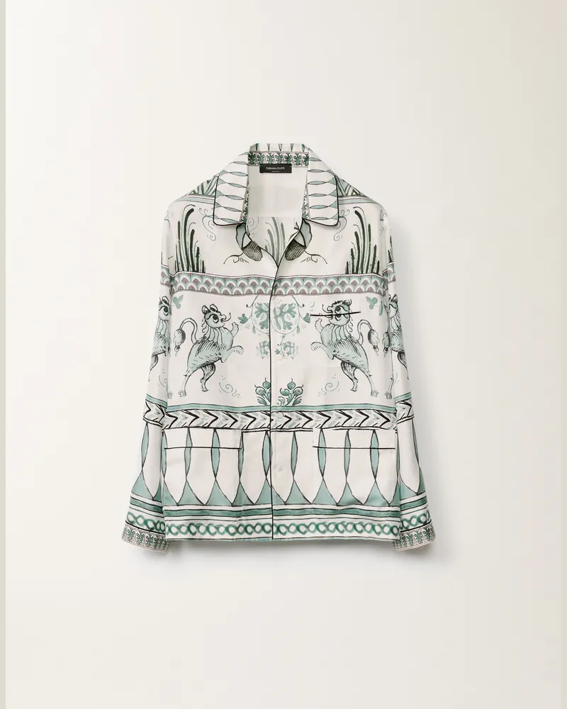 Fabiana Filippi Camicia In Twill Di Seta Stampa Picta Bianco