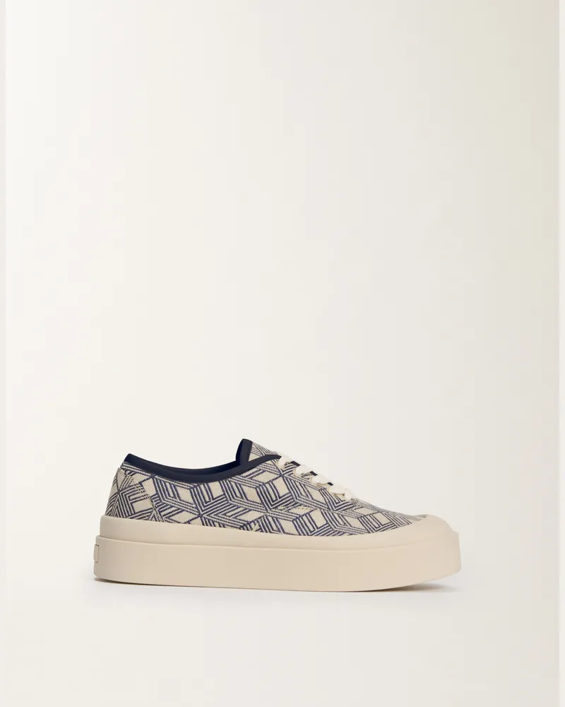 Fabiana Filippi Sneaker Con Plateau In Jacquard Blu
