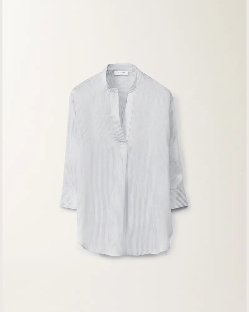 Fabiana Filippi Camicia In Viscosa E Seta Multirighe Celeste